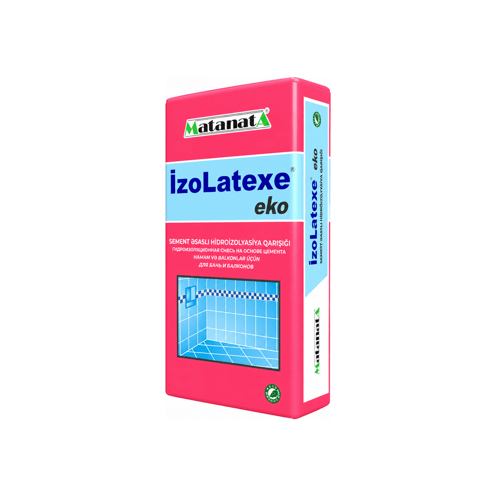 İzoLatexe Eko hidroizolyasiya qarışığı (toz+maye), 2 bar, hamam və balkon üçün