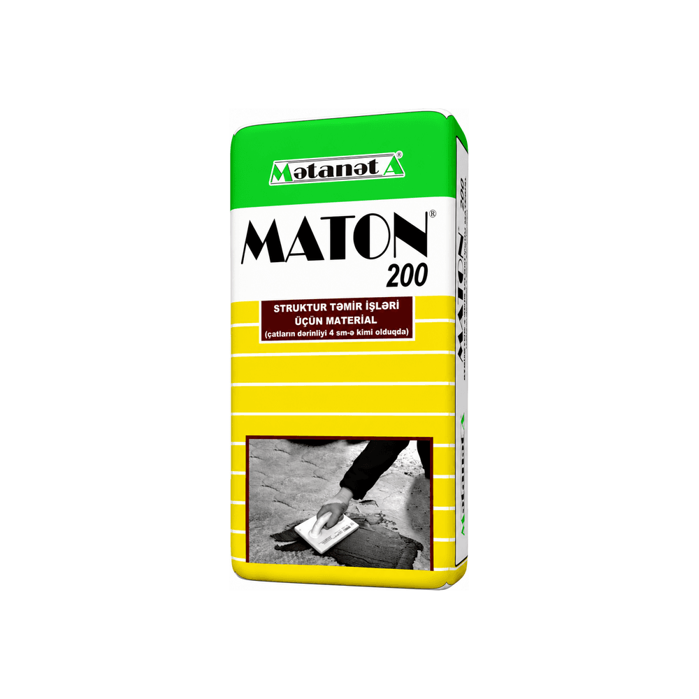 MATON 200 tiksotrop struktur təmir qarışığı, çat dərinliyi 4 sm-dən çox, 25 kq