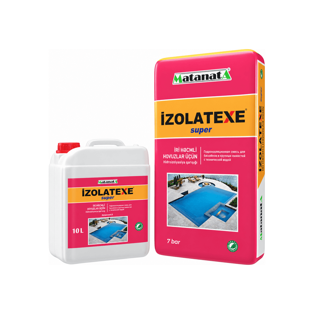 İzoLatexe Super hidroizolyasiya qarışığı (toz+maye), 7 bar, ekstra sukeçirməz